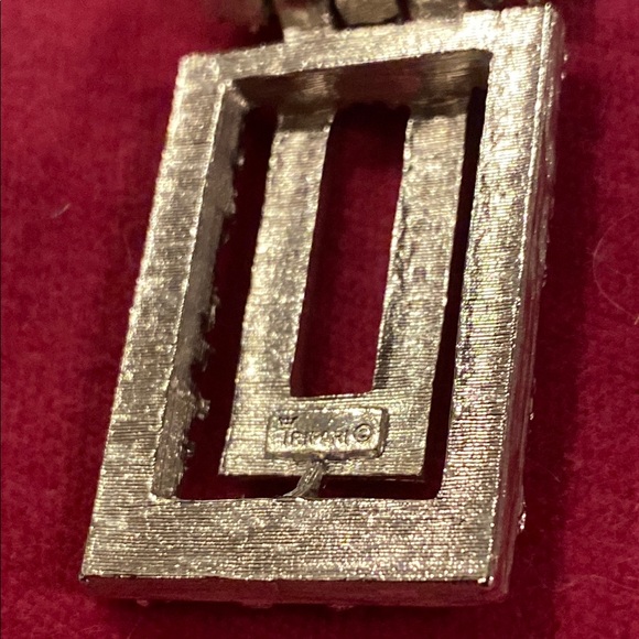 Vintage Crown Trifari Silver  Necklace with Geometric Pendant